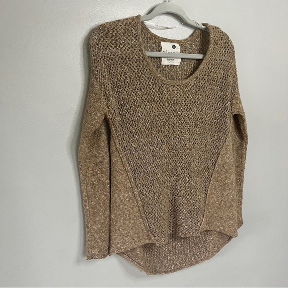 Kensie Pieces Crochet Boucle Chunky Knit Sweater Carmel Brown Women Sz Small - Picture 3 of 9